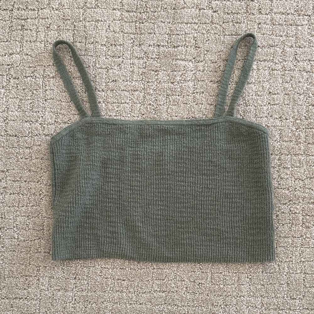 Madewell Olive Ribbed Cropped Camisole